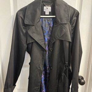 Worthington Black Trench Coat with Blue Lining